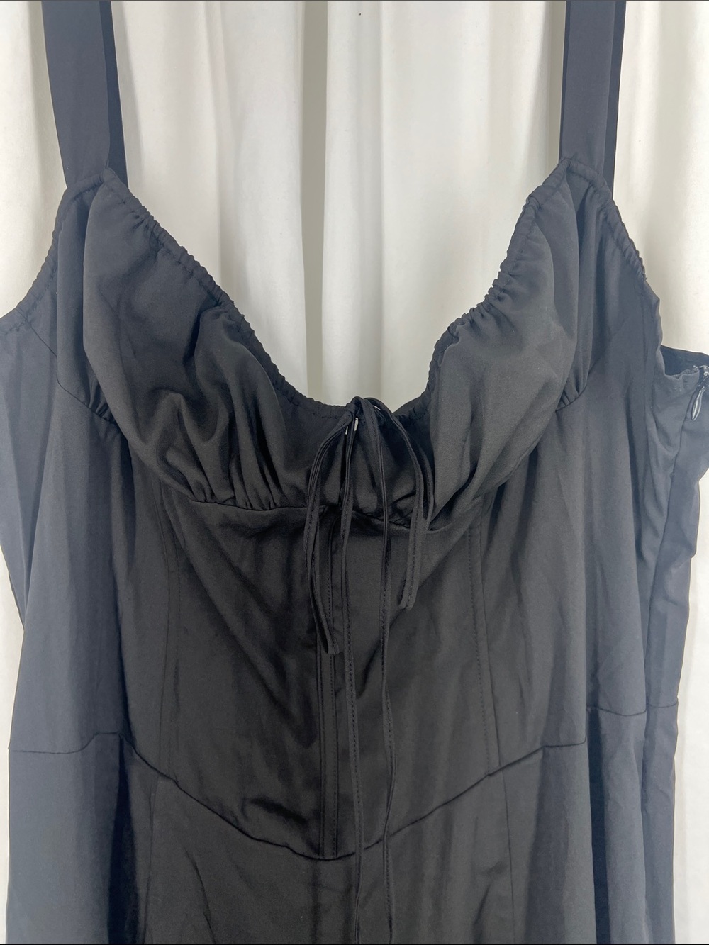 Women's XL Maxi Milkmaid Dress with Tie Front Pockets Witchy Renaissance - Picture 3 of 11